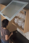 Soft lift swing-up system door front